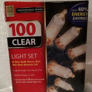 🎄Holiday Seasons 100 Clear Mini Lights Christmas 40% Energy Savings-Green Wire